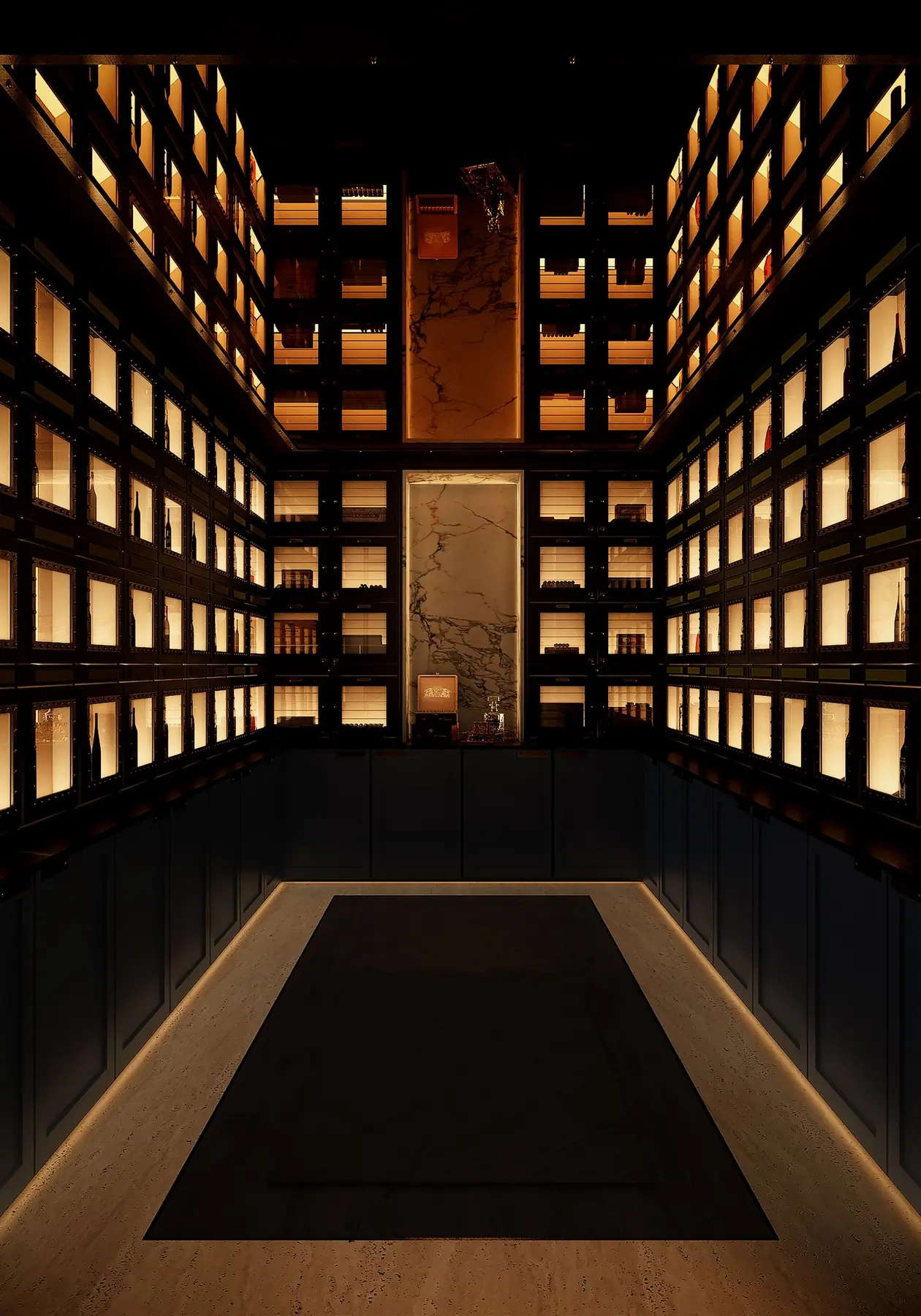 Cigar humidor lit in amber
