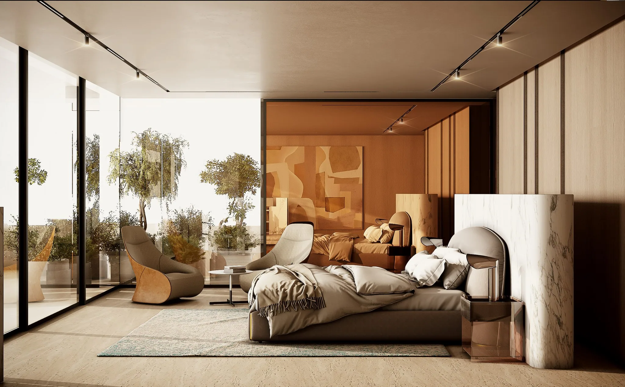 Master suite at dusk